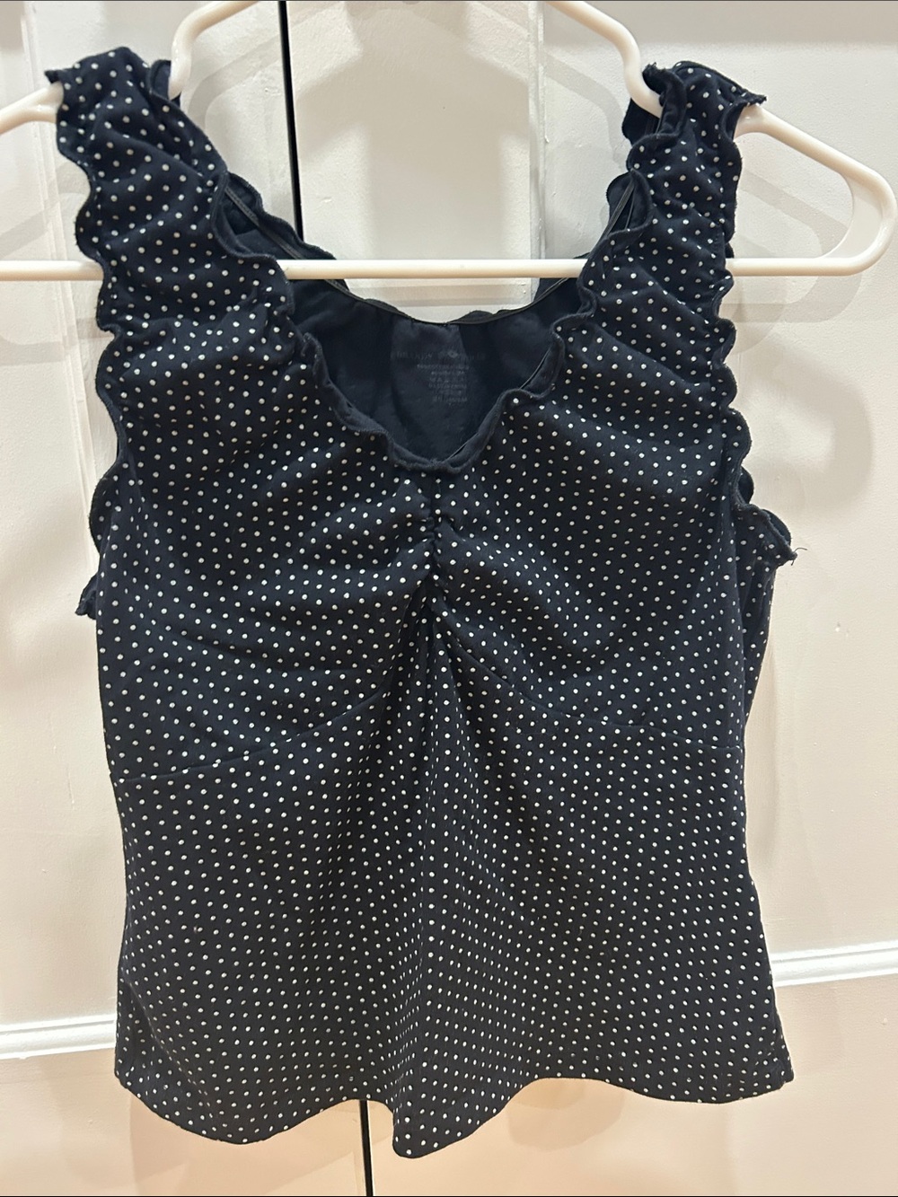 Brandy Melville Black Polka Dot Ruffle Tank Top